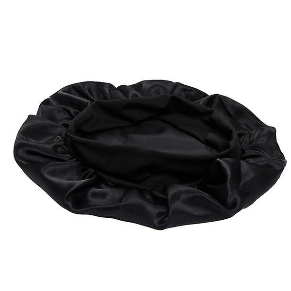 2kpl Sleep Cap - Satin Bonnet - Sleep Cap Musta One Size