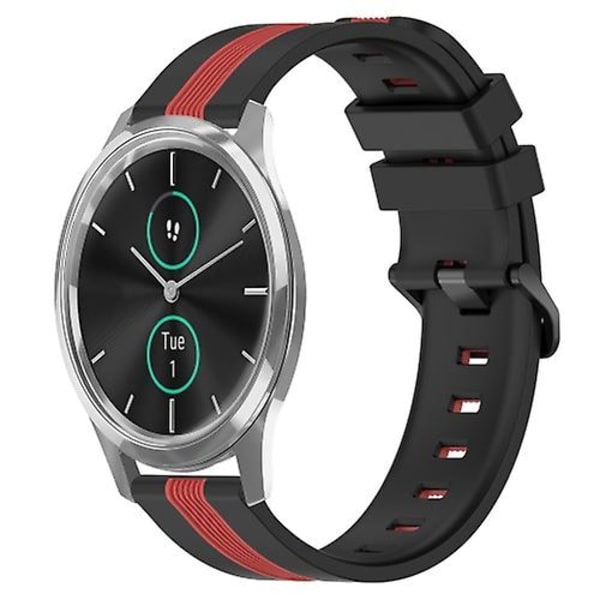 For Garmin Garminmove Luxe 20 mm vertikalt tofarget silikonklokkebånd Black-Red