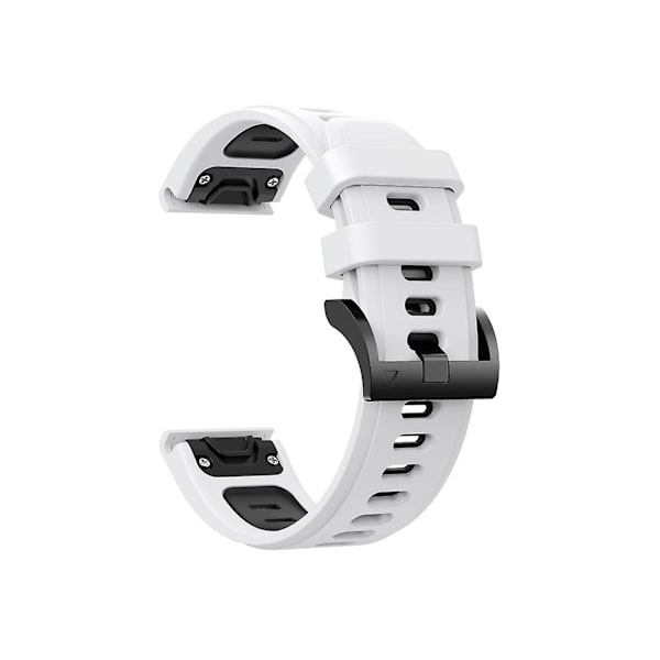 Rem for Garmin Fenix 3 Sapphire 26Mm To-farget Silikon Sportsklokkestropp Hvit-Svart