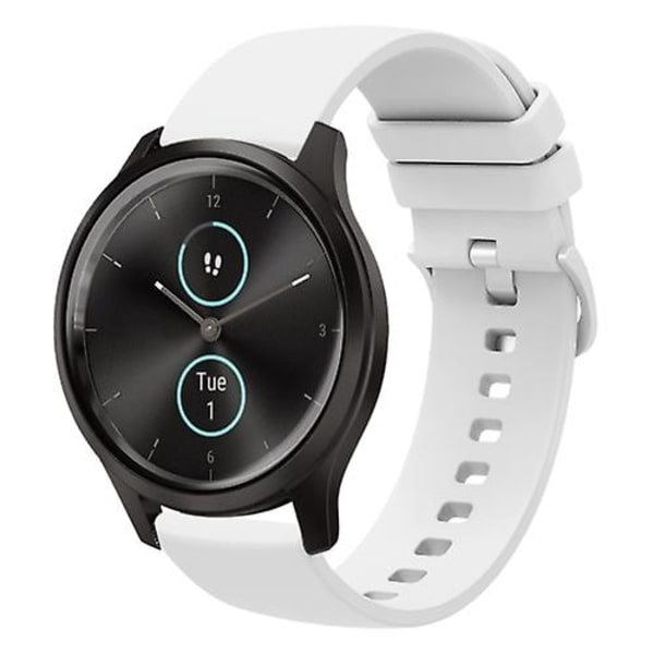 För Garmin Vivomove Style 20 mm enfärgad mjukt watch White