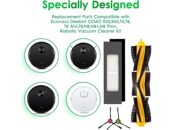 Ecovacs Deebot Ozmo 920 950 T5 T8 Aivi Max Tilbehør 10 Stykker Mult