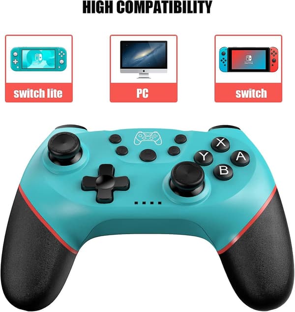 Trådlös handkontroll kompatibel med Switch/Switch Lite/Switch OLED, Bluetooth Switch Pro-handkontroll, Switch-handkontroll med uppladdningsbart batteri/Turbo/