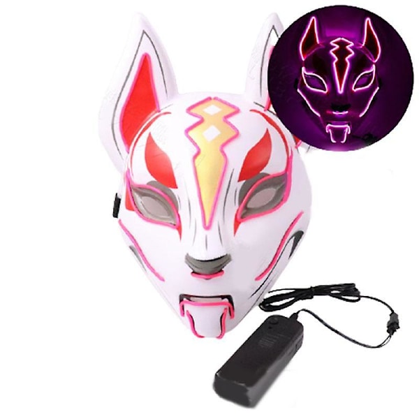 Kitsune Fox LED-maske Halloween Clubbing Light Up Kostyme Rave Cosplay Fest Green