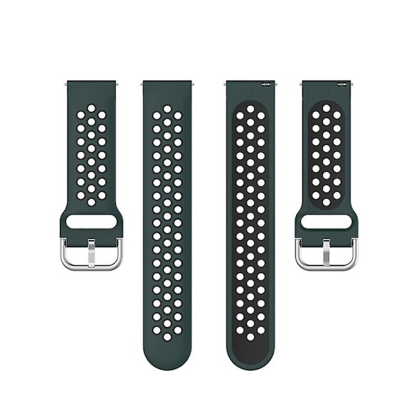 For Fitbit Versa 2 / Versa Lite / Blaze 23mm Sports To-farger Silikon Erstatningsrem Klokkerem Olive Green Black