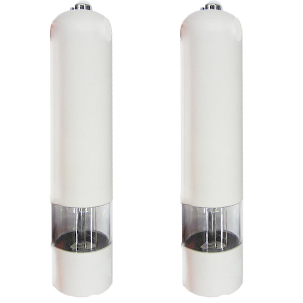 Sähkökäyttöinen merisuola- ja pippurimylly ja shaker set, paristokäyttöinen valolla ja säädettävä, 2 kpl pakkaus 2pcs white