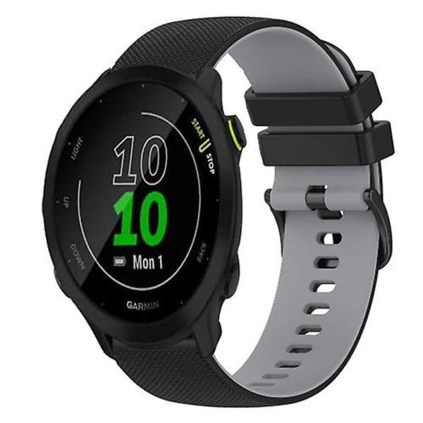 Garmin Forerunner 55 20 mm ruudullinen kaksivärinen silikonikellon watch Black-Grey