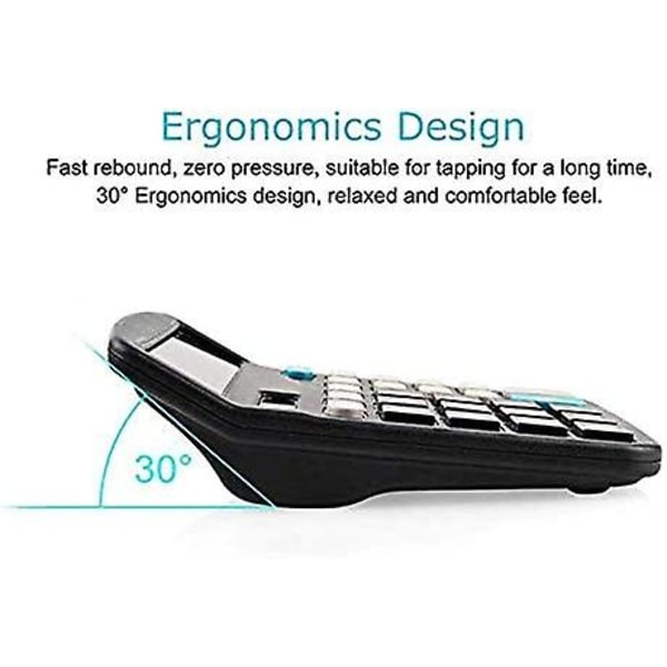 Elektronisk skrivebordsregnemaskin med 12-sifret stort display solbatteri LCD-skjerm kontorregnemaskin, svart