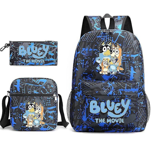 Bluey Tredelad skolväska ryggsäck Blue Flower  3