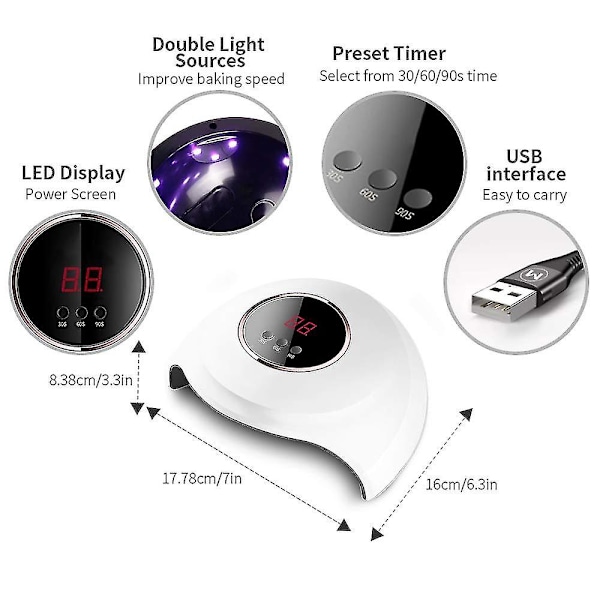 USB UV LED-lampe for negledesign 30 LED Gel Polish Tørker SIURN