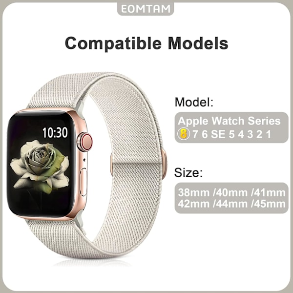 5-pack stretchiga nylonband kompatibla med Apple Watch Band 38 mm E 42mm/44mm/45mm