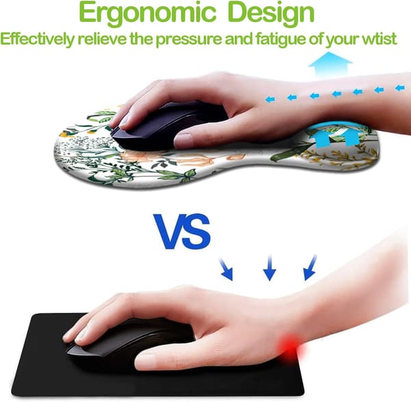 Ergonomisk musemåtte med håndledsstøtte skridsikker PU-base, hvid