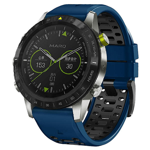 For Garmin Fenix 7/ 7 Pro Silikonurrem 22mm Tofarvet med 3 Rækker Huller Sapphire Black