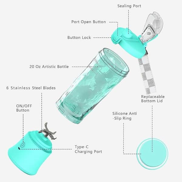 Bærbar blender for shakes og smoothies med reisekopp blå