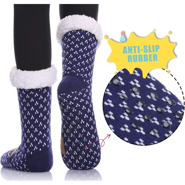 Halkfria Toffelsockor för Kvinnor Mjuka Bekväma Varma Vinterdjur blue