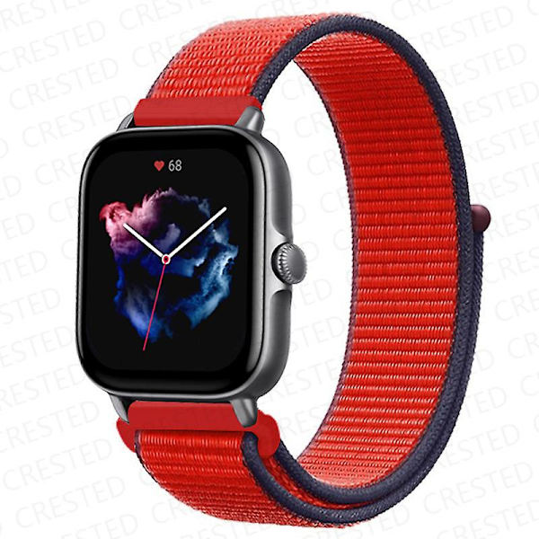 20 mm 22 mm klokkerem for Amazfit Gts/2/2e/4/3/mini Gtr 4/2/3/pro 47 mm Stratos 3 nylonarmbånd Pulseira Correa Amazfit bipsrem Red 65 22mm