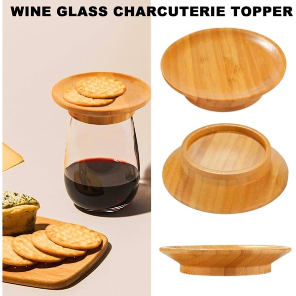 Vinglas Charcuterie Topper, 6 st Trä Vinglas Topper Underlägg, Ornament Ovanför Trä Vinglas Matbrickor, Charcuterie Vinglas Topper,