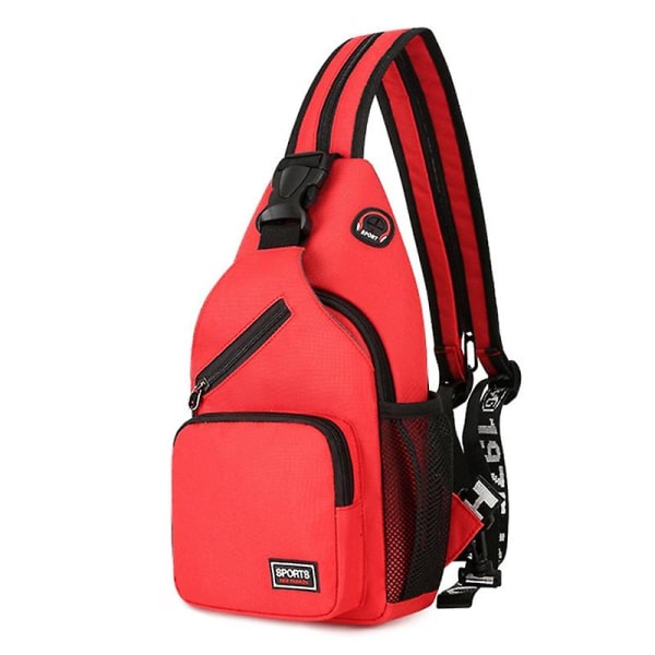 Unisex lille slynge rygsæk multifunktionel vandtæt crossbody skulderbrysttaske Rejser Vandreture Stor kapacitet Daypack Red