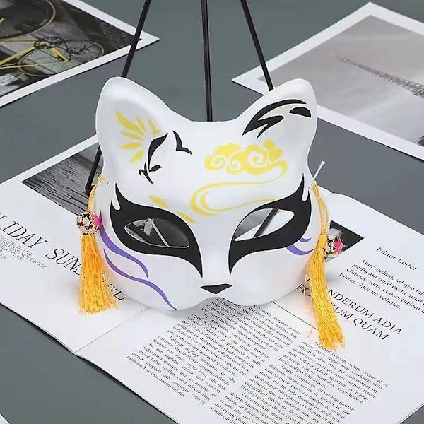 Fox Cosplay Mask Half Face Cat Mask Til Julefest Kostume Japansk Kitsune Mask Kabuki Masquerade Cat 6