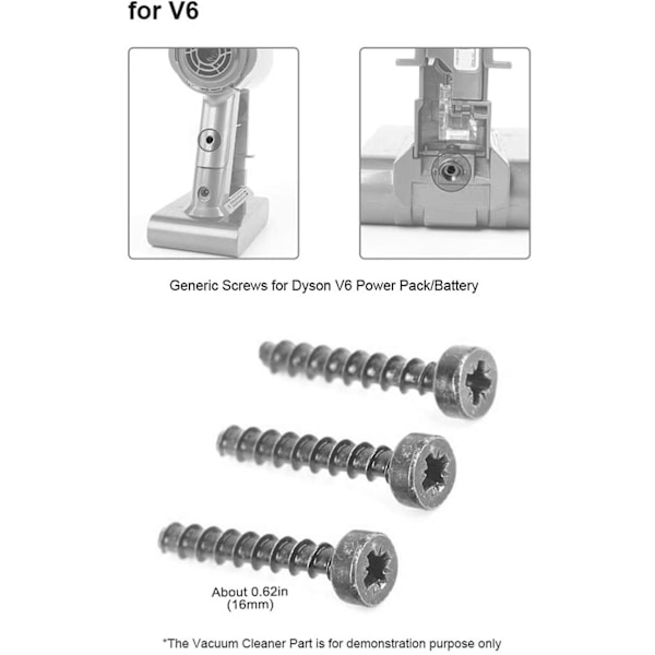 Sett med 6 skruer for Dyson Cordless V6 V7 V8 V10 V11 støvsuger