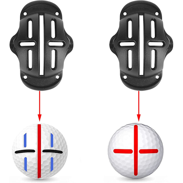 Golf-pallon merkinnän kohdistustyökalusetti - Pallon linjaaja ja merkintämalli (2-pakkauksessa)