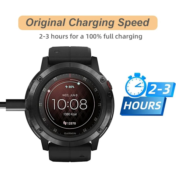 Lader for Garmin Watch Venu, Instinct, Vivoactive 5/4/3, Forerunner 45 55 245 255 265 745 935 945 955 965, Fenix 7/7S/7X/6/5