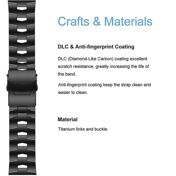 Garmin Fenix ​​5x Plus 26 mm:n titaaniseoksesta valmistettu watch Black