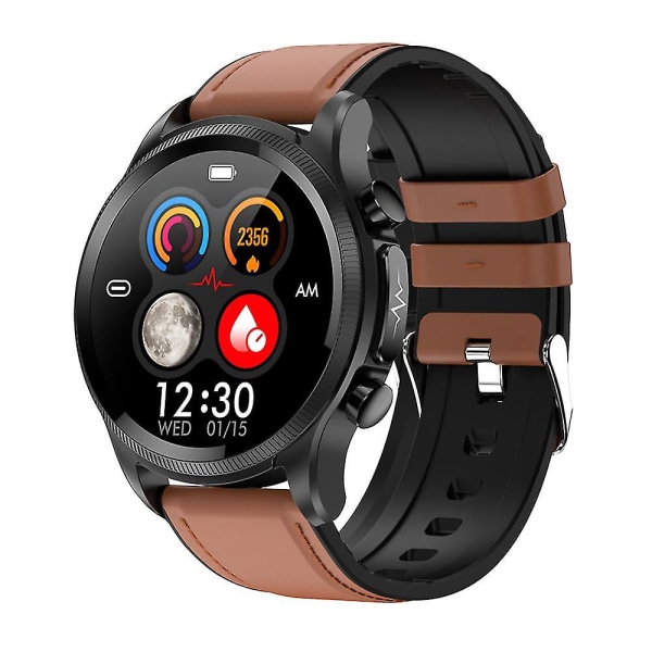 2022 Blodsocker Smart Watch Ecg+ppg Monitoring Blodtryck Kroppstemperatur Smartwatch Herr Ip68 Vattentät Fitness Tracker - Smart Watches Brown Leather