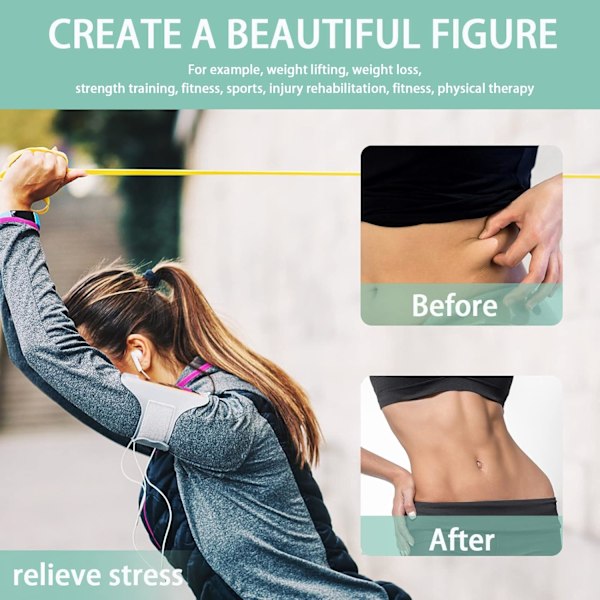 6 stk Treningsbånd, Heavy Duty Pull Up, Trening, Trening, Strekk for Trening, Sett for Fitness Fysioterapi Flerfarget