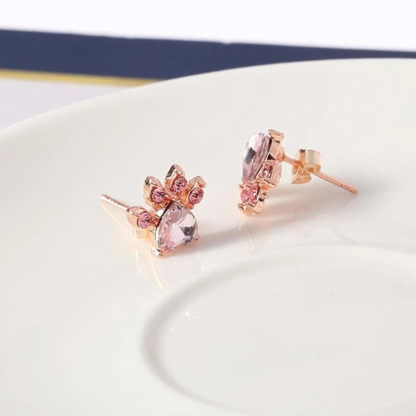 Piger studs øreringe Søde hunde klør til kvinder Piger stud øreringe Animal Claws Paw øreringe Rose Ruikalucky
