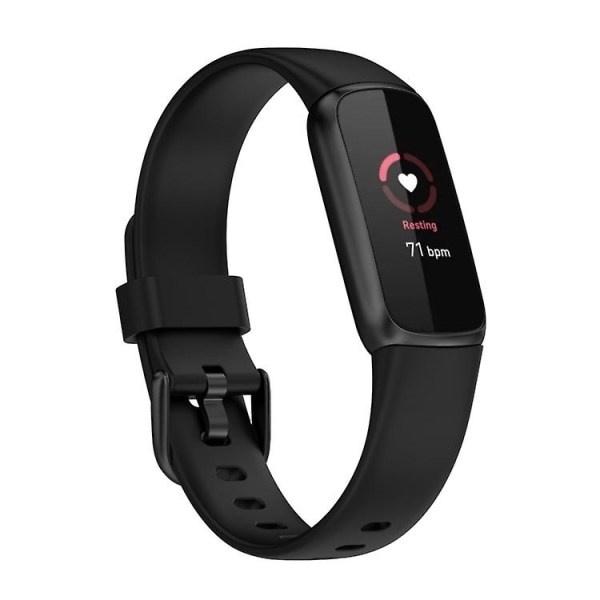 For Fitbit Luxe Silicone Colour Buckle Watch Band Black