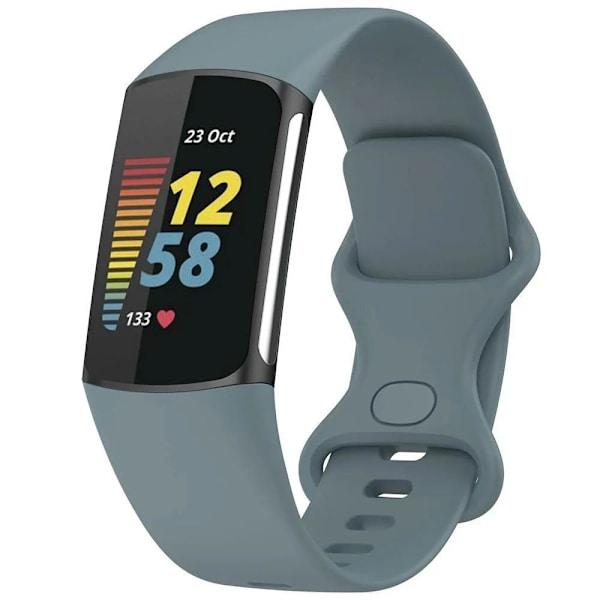 Rem til Fitbit Charge 5 / Charge 6, blød silikone, justerbar, vandtæt, sportsarmbånd til kvinder og mænd