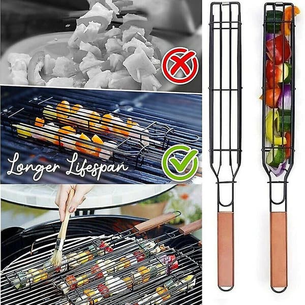 Grillkurv i rustfritt stål med låsdesign for utendørs grilling