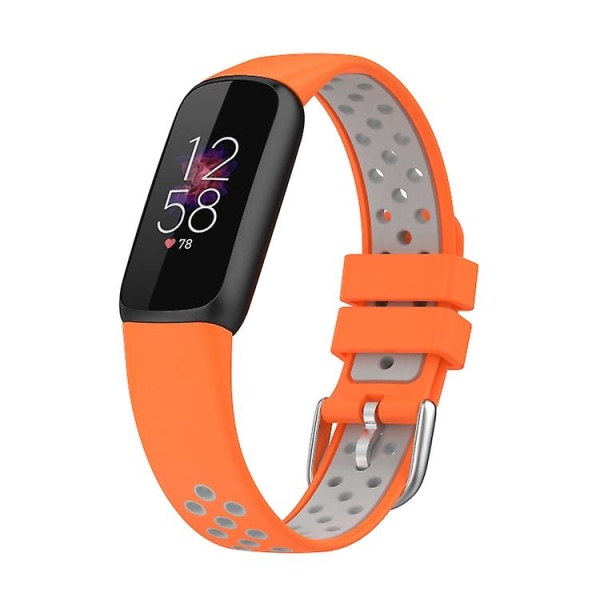 Til Fitbit Luxe tofarvet silikoneurrem Orange Grey