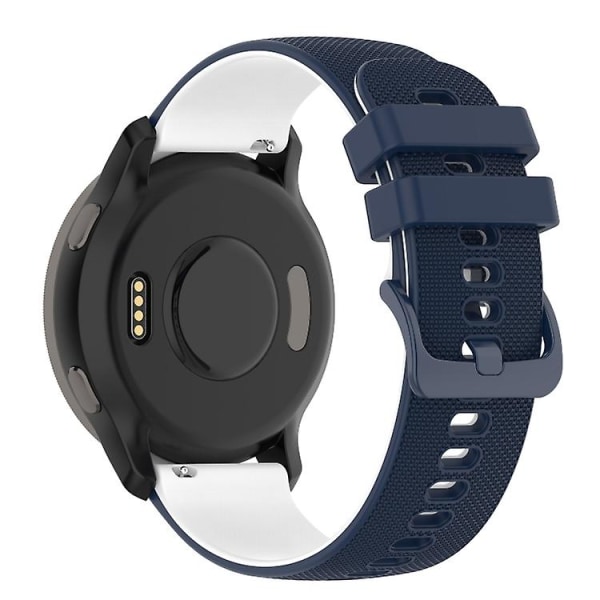 Til Suunto 5 Peak Small Plaid Texture Tofarvet silikoneurrem Navy Blue White