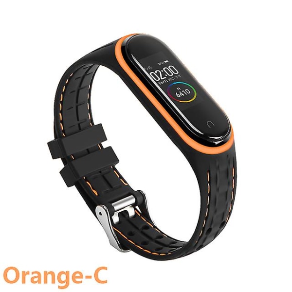 Silikonestrop til Xiaomi Mi Band 6 7 5 3 4 Tilbehør Udskiftningsbælte til sportsarmbånd Correa-armbånd Mi Band 7 6 Nfc-strop Orange-C Mi band 5 6