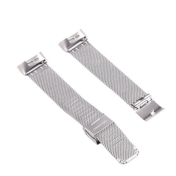 Til Fitbit Charge 4 Double Insurance Buckle Milanese Watch Band Silver
