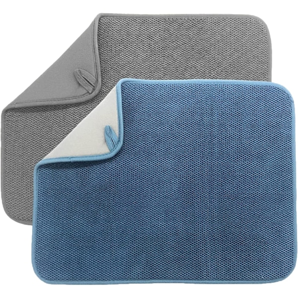 2-pakning mikrofiber oppvaskmatte grey blue