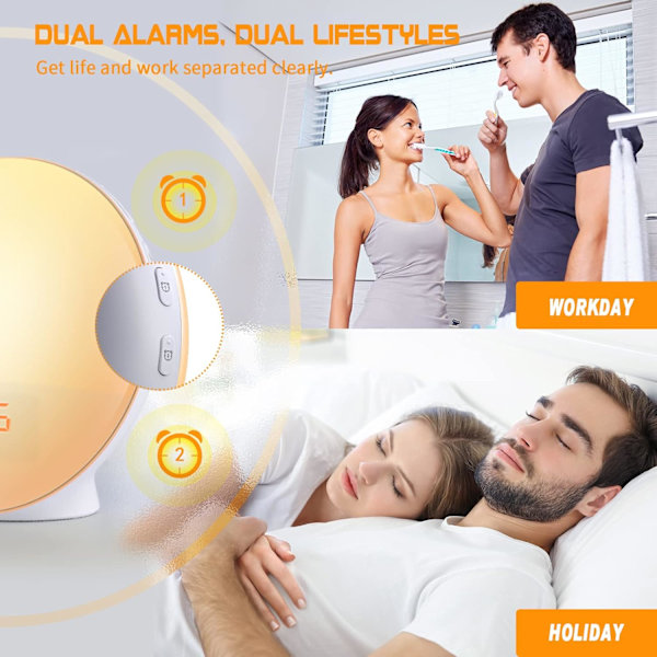 Väckarklocka Sunrise Alarm Clock Wake Up Light 7 Färgers Atmosfärslampa