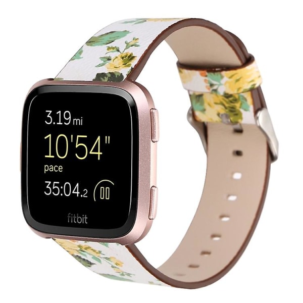 Til Fitbit Versa 1/2 Flower Pattern Watch Band White Yellow