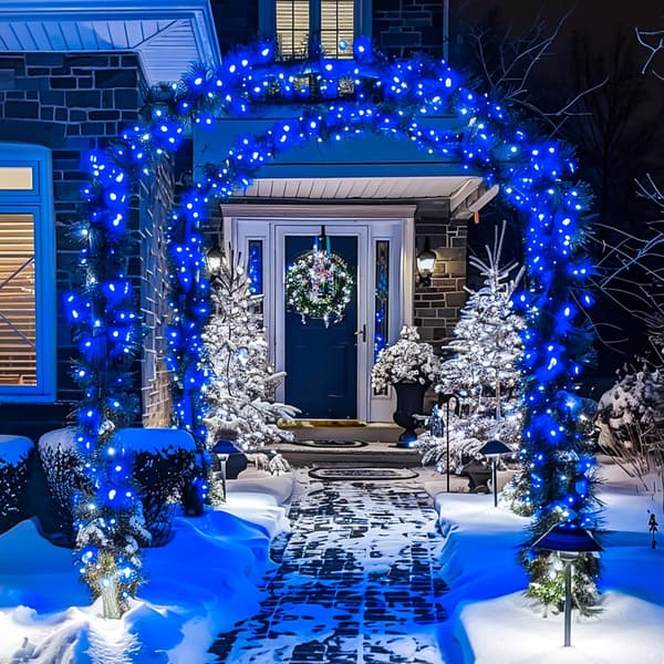 2 stk. udendørs vandtætte solcellelyskæder, jule- og halloweenlys, 8 tilstande Blue 6.5m 30LED
