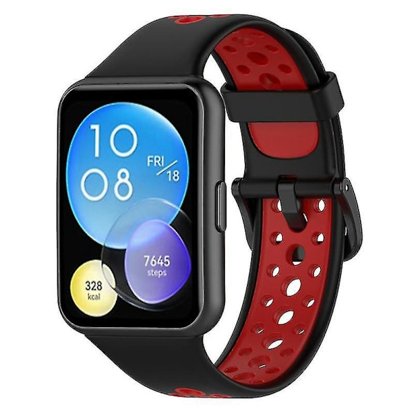 Dobbel silikonrem for Huawei Watch Fit 2/Watch Fit 2 Active Black Red Style C