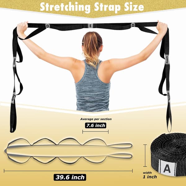 Stretching Strap-set med 10 öglor - Icke-elastiska yogaband