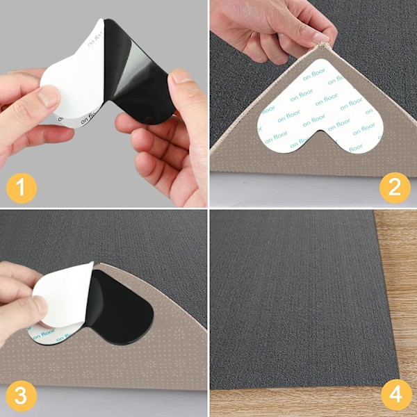 Mattgrepp - 12-pack dubbelsidiga, halkfria mattor