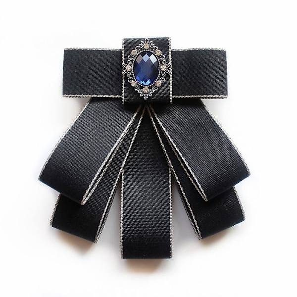 Modebåndssløjfe Formel fest Håndlavet slips Rhinsten Krystal Broche Pin Luksus Justerbare Bukser til bryllup Black