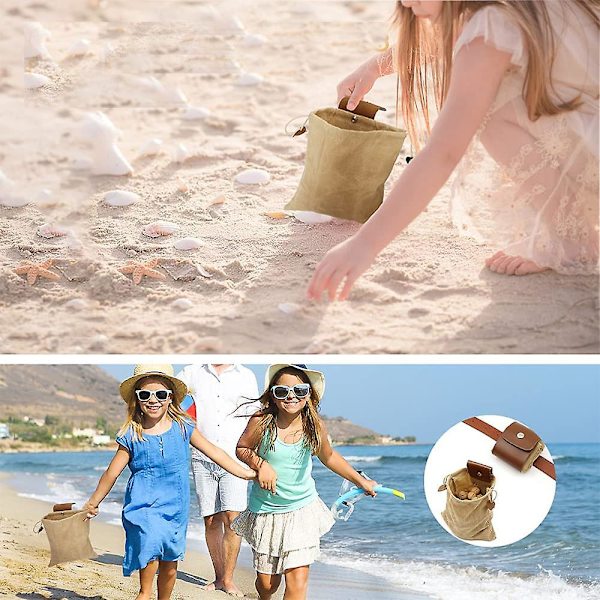 Lerretspose for fôring, hagefruktplukking, sopplukking for fotturer, camping, jakt, strandkjemming, sammenleggbar, enkel å bære med seg Khaki