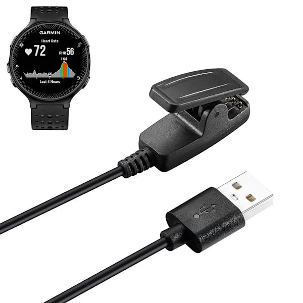 Oplader til Garmin Forerunner 235, USB-opladerkabel, kabelklemme kompatibel med Forerunner 235 Smart Watch