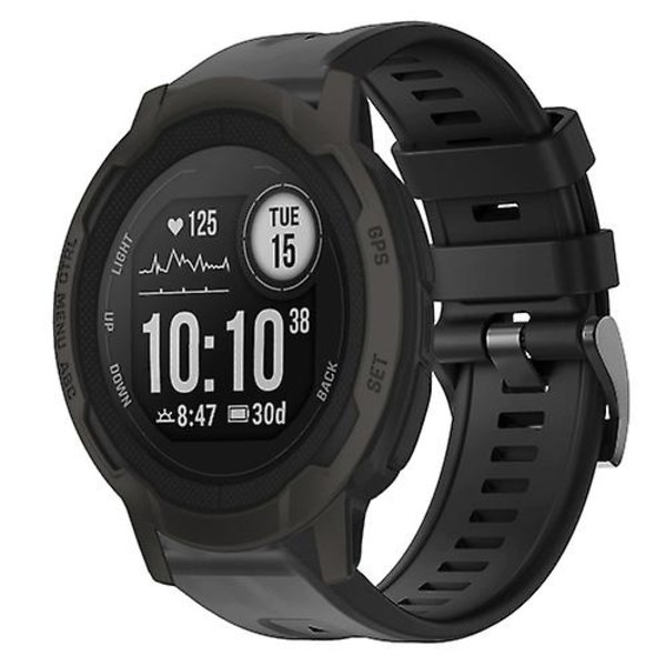 For Garmin Instinct 2 metallspenne ensfarget silikonklokkerem Black