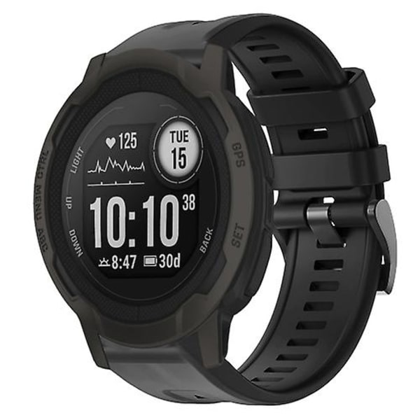 Til Garmin Instinct 2 metalspænde ensfarvet silikoneurrem Black