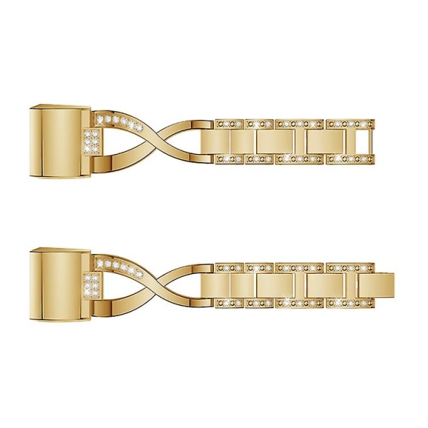 X-formad watch i massivt rostfritt stål med diamanter för Fitbit Charge 2 Gold