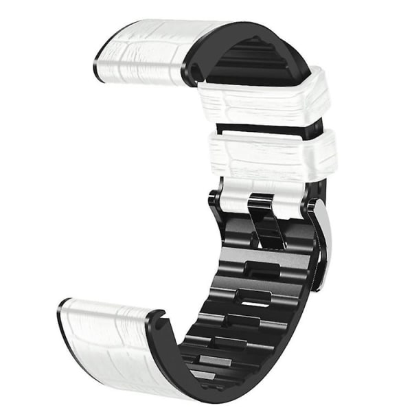 For Garmin Fenix ​​7/6 Pro/5 Plus 22 mm Crocodile Texture Silicone Leather Watch Band White